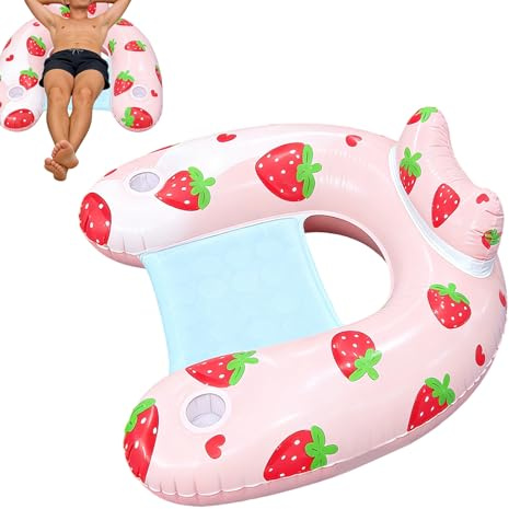 Genérico Silla Flotante, Sillón Antideslizante con portavasos, Tumbona Flotante Hinchable para Adultos, para Playa, Lago, Verano, Viajes, Vacaciones, Tomar el Sol, Broncearse,