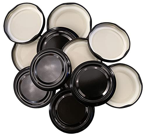 Pack Of 12 Replacement 48mm Twist On Jam Jar Lids - Black - (Choice Of Colours)