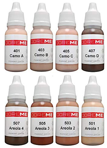 Permanent Makeup Pigment Skin tone Set Kit Areola Cover Up Camo Ink Color Cosmetic Camouflage Micropigmentation Sets (Skintone)