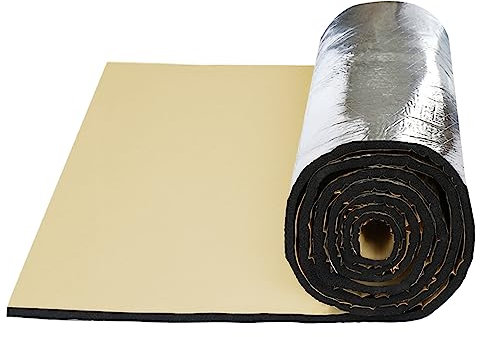 sourcing map Aislante Térmico Acústico Insonorización Coche Aluminio Forro Papel Autoadhesivo 10mm De Espesor Espuma Impermeable 100cmX60cm