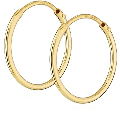NKlaus Creolen für Herren aus 333 Gelbgold, 8 Karat, Stärke 1,3mm, 2 Stück | Außendurchmesser wählbar