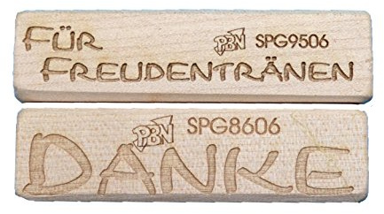 Petra's Bastel-News A-SPG8S2 Stempelset Danke und für Freudentränen in moderner Blockschrift, Waagerecht Stempel, Holz, holzfarben, 25 x 18 x 5 cm