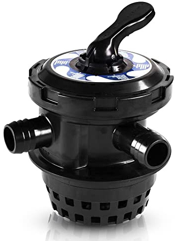 well2wellness® 6-Wege Top-Mount-Ventil schwarz 1 1/2 mit Schlauchanschluss für Pool Sandfilter (308-S)