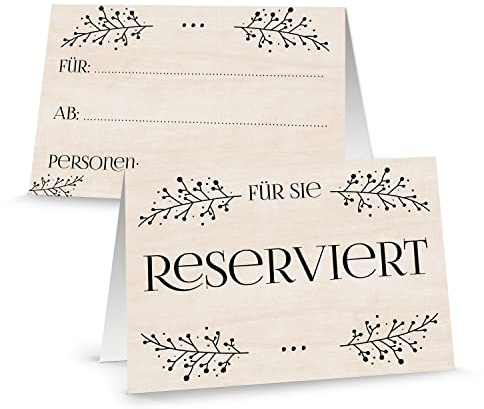 Logbuch-Verlag 50 Reserviert Schilder Gastronomie - Tischaufsteller Tischkarten Reservierung Restaurant Hotel Schild Tisch Vintage braun