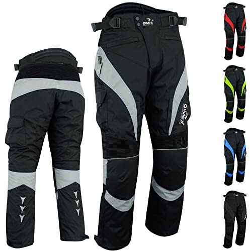 Dimex Motorcycle Trousers for Men- Waterproof Motorbike Clothing Armor Elastic Jeans Protective Reflector Pants with Cargo Pocket Grey_42