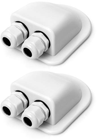 QWORK® Pssacavo per Tetto, IP68 Impermeabile Doppio Cavo di Ingresso Resistente agli Agenti atmosferici, per Camper Caravan Barca Solare, passacavo ABS, 2 Pezzi