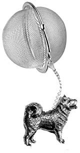D16 Boule en étain anglais sur une feuille de thé en acier inoxydable Motif chien husky