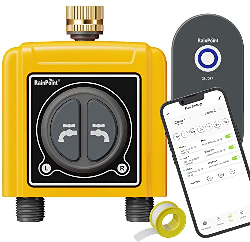 Rain Point Ordinateur d'irrigation avec 2 Sorties contrôlées indépendantes, contrôle Automatique et Rapide d'irrigation Automatique, Horloge d'arrosage de Jardin avec écran LCD