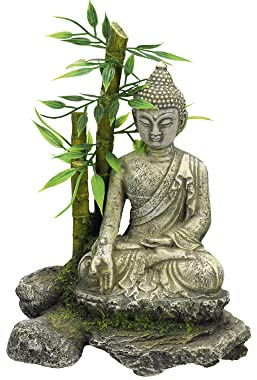 Nobby Aqua Ornaments Zen Statue MIT Bambus, 12 x 9 x 16 cm, 1 Stück