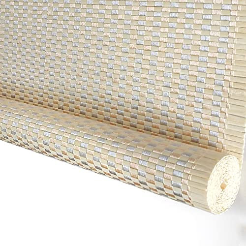 XIAODANHUA Weiß Bambus Rollo Dekorative Vorhang Natür Bambusrollo Lichtfilternder Sichtschutz Raffrollo Schattierungsrate 80%, Seitenzug, (120×250cm)