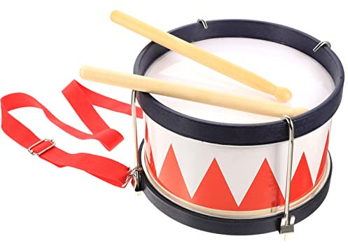 Vaguelly 8-Zoll-Snare-Drum mit Schlägel Riemen Holz-Kindertrommel mit Verstellbarem Riemen Trommelstöcken Kinder-Marschtrommel Holz-Percussion-Musikinstrument für Kinder Ab 3