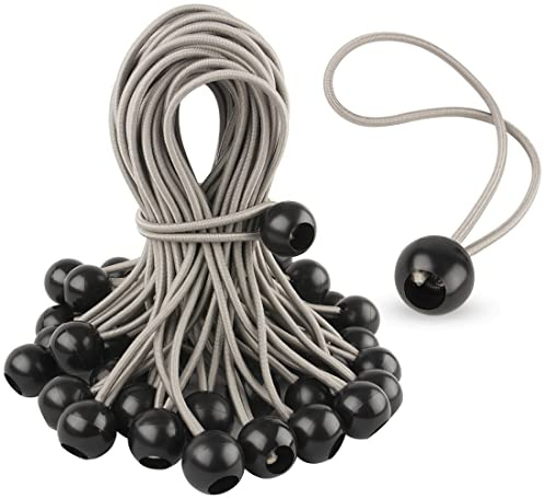 BINGCOBBER Bungee Cord with Balls 23cm Heavy Duty Bungee Balls 50 PCS Elastic Cord for Tarpaulin, Tents, Camping Tarps and Household Items