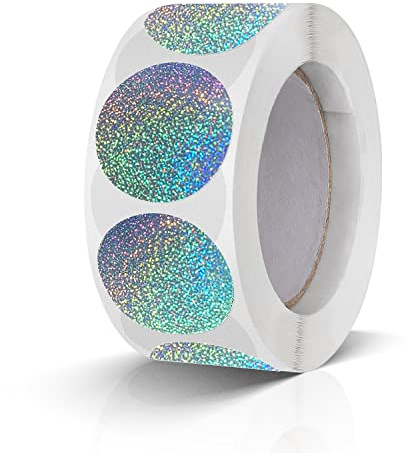 500 Stück Runde Aufkleber Stickers 25mm Farbkodierung Etiketten Rolle kleine Klebepunkte Laser Silber