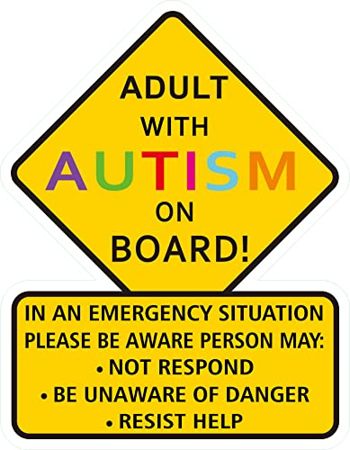 1 pcs Adult with Autism Awareness - 5 inches - Car Truck Decal Sticker. Alert Responders