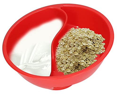 Luqeeg Cereal Divided Bowl, Anti Soggy, Stackable, Separated Reusable Snack Bowl, Chip Dip Bowl for Ice Cream Yogurt Berries French Fries (2.5L, Red)