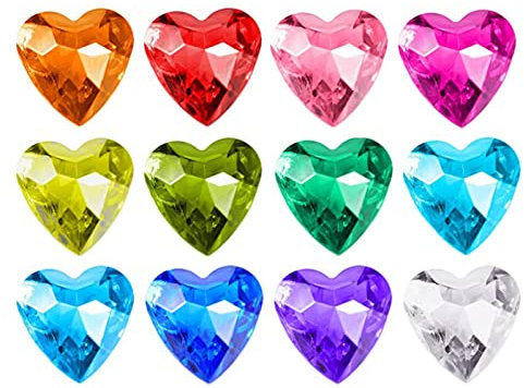 YIEUR 12 Stück Herzen Diamant große bunte Deko, 40mm glitzer Dekosteine herzen Acryl, große Streudeko Kristalle Konfetti Diamanten Plastik Hochzeit Tischdekoration Geschenk Taufe von Partyloon(40)