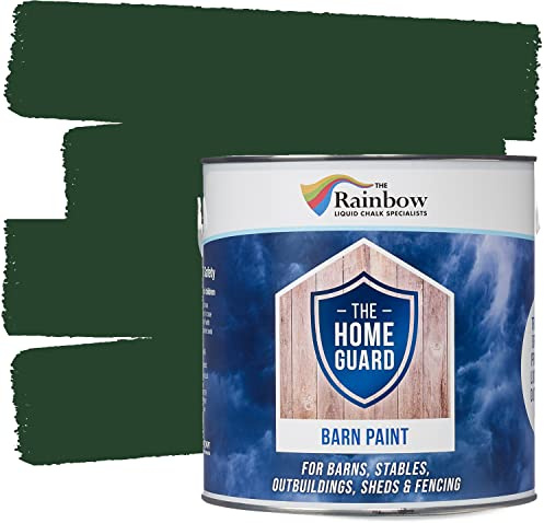 Rainbow Chalk Markers Home Guard Barn & Fence Paint, 2.5 L, Green | Hard-Wearing & Durable, Water Repellent & Weatherproof Exterior Paint for Wood, Fence, Metal & Masonry, Anti-Mould Formula