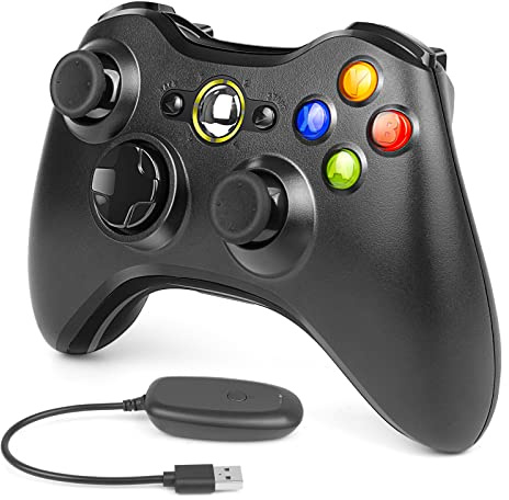 Labtec Wireless Controller for Xbox 360, 2.4GHZ Gamepad Joystick Wireless Game Controller for Xbox 360 & Slim Console and PC Windows XP/7/8/10(Black)