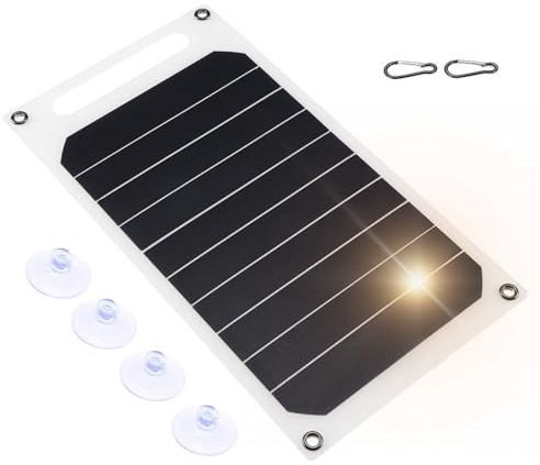 DEWIN Solarpanel, 10W Solar Panel Tragbares Outdoor IP64 Wasserdichtes Solarpanel Mobiles Ladegerät 5V USB-Ausgang für Camping