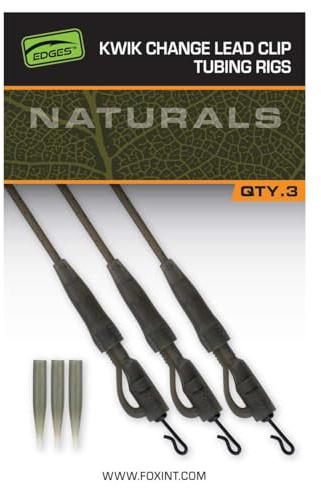 Fox Edges Kwik Change Lead Clip Tubing Rigs - 3 Karpfenrigs, Rig zum Karpfenangeln, Bleiclip