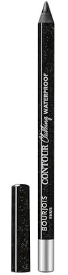 Bourjois Paris Contour Clubbing Bleistift für Augen, wasserfest, gleitende und weiche Textur, Formel mit Jojobaölen, Nr. 55 Ultra Black Glitter, 1,2 g