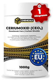 MRM CHEMICALS - Ceriumoxid (Ceroxid, CeO₂) Glaspolitur – 1 x 1000 g Polierpulver – Kratzerentferner für Glas, Scheinwerfer, Windschutzscheibe, Spiegel & Acrylglas – Profi Poliermittel