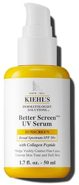 Kiehl's SPF 50+ Sunscreen Serum for Face, Better Screen Facial Sunscreen with Collagen Peptides, No White Cast, For All Skin Types, Shields UVA/UVB, Correcst Signs of Aging - Wrinkles & Smoothness