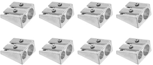 PATIKIL Afilalápices de Metal, Paquete de 8 Afiladores Manuales de Lápices de Aleación de Aluminio con Doble Agujero para Oficina, Aula, Arte Y Pintura, Color Plata