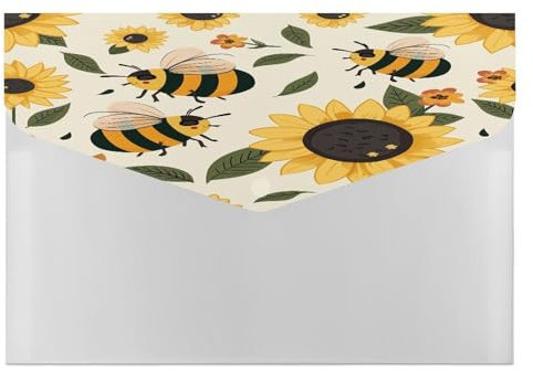 Orgelmappe, Kunststoff-Ordner mit Taschen, Bienen- und Blumendruck, Aktenordner, Aktenordner, geeignet für Heimbürobedarf