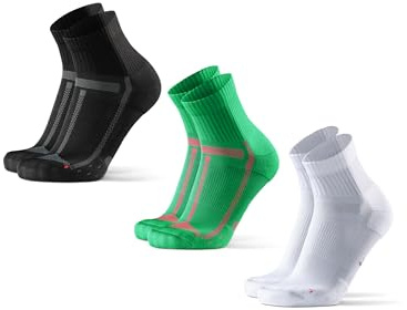 DANISH ENDURANCE Calze Uomo Running, 3 Paia, Multicolore (1xNero/Grigio, 1xVerde/Arancione, 1xBianco), 43-47
