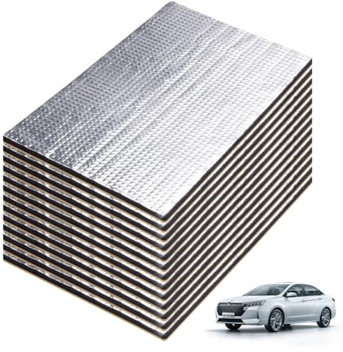 Tappetini Isolanti per Auto, 12 pezzi, Tappetino fonoassorbente per Auto, Isolamento Acustico, Isolante, Ignifugo, Impermeabile, 40 cm x 25 cm x 5 mm