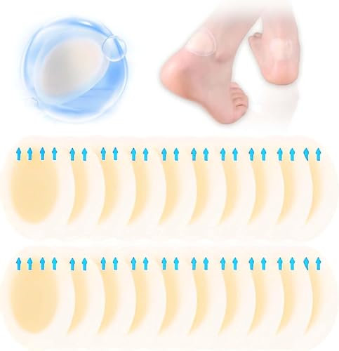 AUXHCYL Blister Plasters for Feet - 20PCS Hydrocolloid Plaster Bandages Gel Blister Cushion Pads Sterile Adhesive Wound Dressing Waterproof Invisible Plasters for Heel Foot Toe Toes and Guard Skin