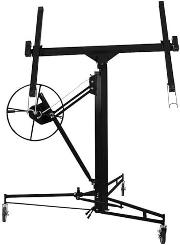 16FT Heavy Duty Drywall Lifter Plasterboard Lifter Panel Hoist Jack Tool Lifter With 4 Caster Wheels Rolling Lockable Black