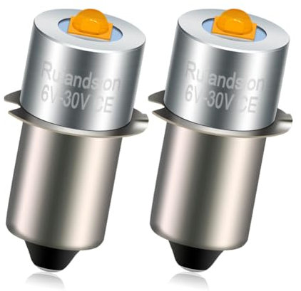 Ruiandsion P13.5S Base LED Bulb 6-30V Non Polarity White 3535 1SMD Chips Built in Driver for Flashlight Torch Lantern Work Light Pack of 2