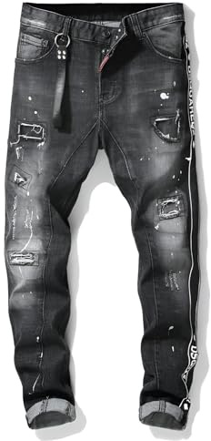 Kdtoll Vaqueros Hombre Slim Fit Rasgados - Pantalones Vaqueros Elásticos Moda Streetwear Y2K, Ajuste Ceñido y Diseño Versátil para un Estilo Moderno