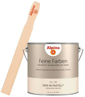 Alpina Feine Farben inkl. Rührstab – No. 28 Vers in Pastell – edelmatte Innenfarbe - Wandfarben für einzigartige Farbwirkungen und Raumstimmungen – Liebevolles Apricot - 2,5 Liter