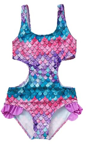 Queue de Sirene Robe Maillot (3 10Y) pour Enfants à Manches Longues pour Design écailles Idéal pour Les piscines et Les Sources Chaudes Beau