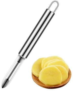 Pelador de Verduras Acero Inoxidable 430 – Pelador Manual 19cm con Mango Ergonómico y Gancho para Colgar – Ideal para Frutas, Papas y Verduras – CAVOR