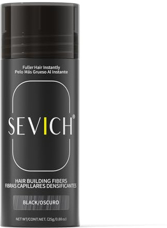 SEVICH Hair Building Fibers - Instant Hair Thickener for Thinning Hair Loss, Natural Keratin Powder for Men Women, Black 25g/0.88oz