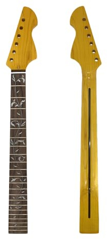 Yinfente E-Gitarrenhals, 22 Bünde, 64 cm, Palisander-Griffbrett, schöne Weineinlage, Bolzen an der Ferse