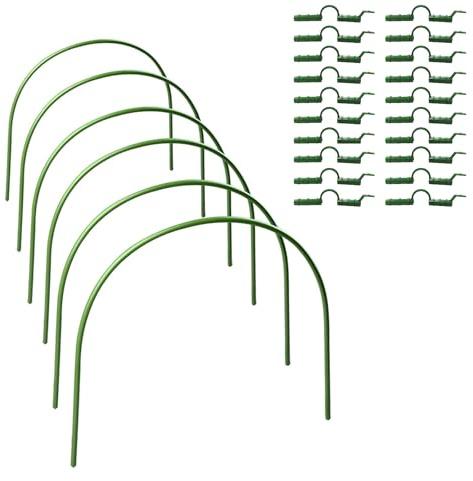 RustFree Serra Hoops – Supporto per piante in acciaio da 1,2 m per aiuole rialzate, tunnel da giardino, rete e coperture per file, include 6 cerchi e 20 clip per una facile installazione fai da te