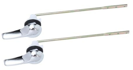 Palanca de Descarga del Inodoro 2 Piezas para Tanque, Montaje Frontal | Montaje Lateral Compatible, Barra Metálica Flexible de Hierro, Uso en Baño y Aseos Comerciales, Color Plata