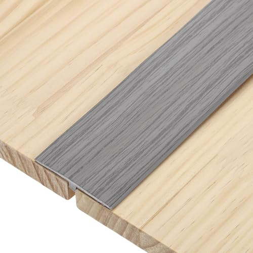 sourcing map T-Molding Transition Strips, 1M x 5cm (L x W) PVC Floor Flat Divider Strip Self Adhesive Vinyl Flooring Edging Trim for Joining Floor Gaps Doorways, Gray Wood Grain