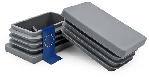 Stahl-Shop24 Rechteckrohr Stopfen 80x60 mm Grau 10 Stück Lamellenstopfen Kunststoff Rohrstopfen Endkappen Abdeckkappen für Rechteckrohr Möbelbau wetterfest Garten