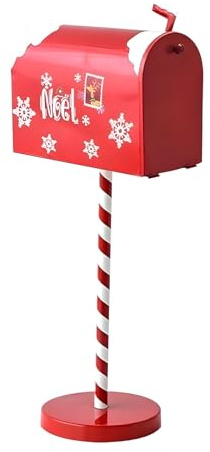 Elnwnnkc Cassetta Postale per Decorazioni Natalizie, per riporre Lettere Babbo Natale, Ornamento per Cassetta Postale in Metallo, Legno, Decorazione per Cassetta Postale Natalizia