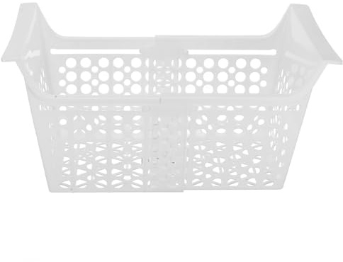 Vaguelly Panier de Longueur Coffre Congélateur Extensible pour Rangement de en Plastique Blanc Mécanisme Ajustable et Trous de Drainage Inférieurs pour Organiser Aliments