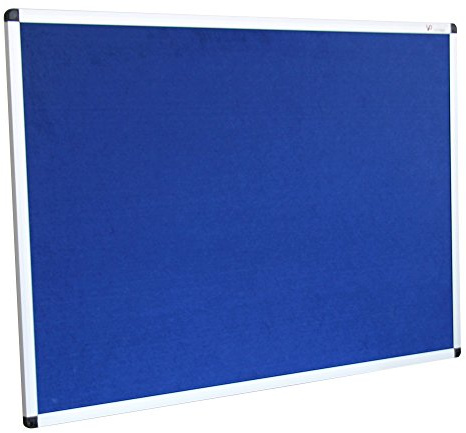 VIZ-PRO Notice Board Felt Blue, 48 X 36 Inches, Silver Aluminium Frame
