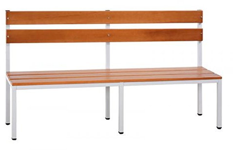 Lüllmann Sitzbank Garderobensitzbank Umkleidebank ohne Schuhrost freistehend 150cm 801325 Buche, Gestell Stahl Lichtgrau