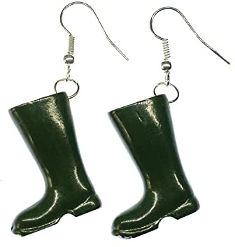 Miniblings Gummistiefel Stiefel Boots Ohrringe grün versilbert | Ohrschmuck aus eigener Fertigung in Berlin, mit Schuhe, ein Stück mit Persönlichkeit