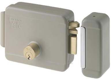 Yale Serratura elettrica da applicare per cancelli Y6800050205 mano sinistra, acciaio verniciato, basso voltaggio, entrata 50 mm